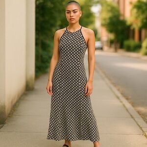 Maggy London Brown and tan Halter Sundress